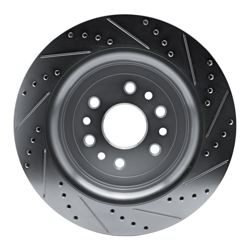 Jeep Grand Wagoneer L Brake Rotor (1) - Rear Left - R1 Concepts - Drilled & Slotted - Silver - `21-`25